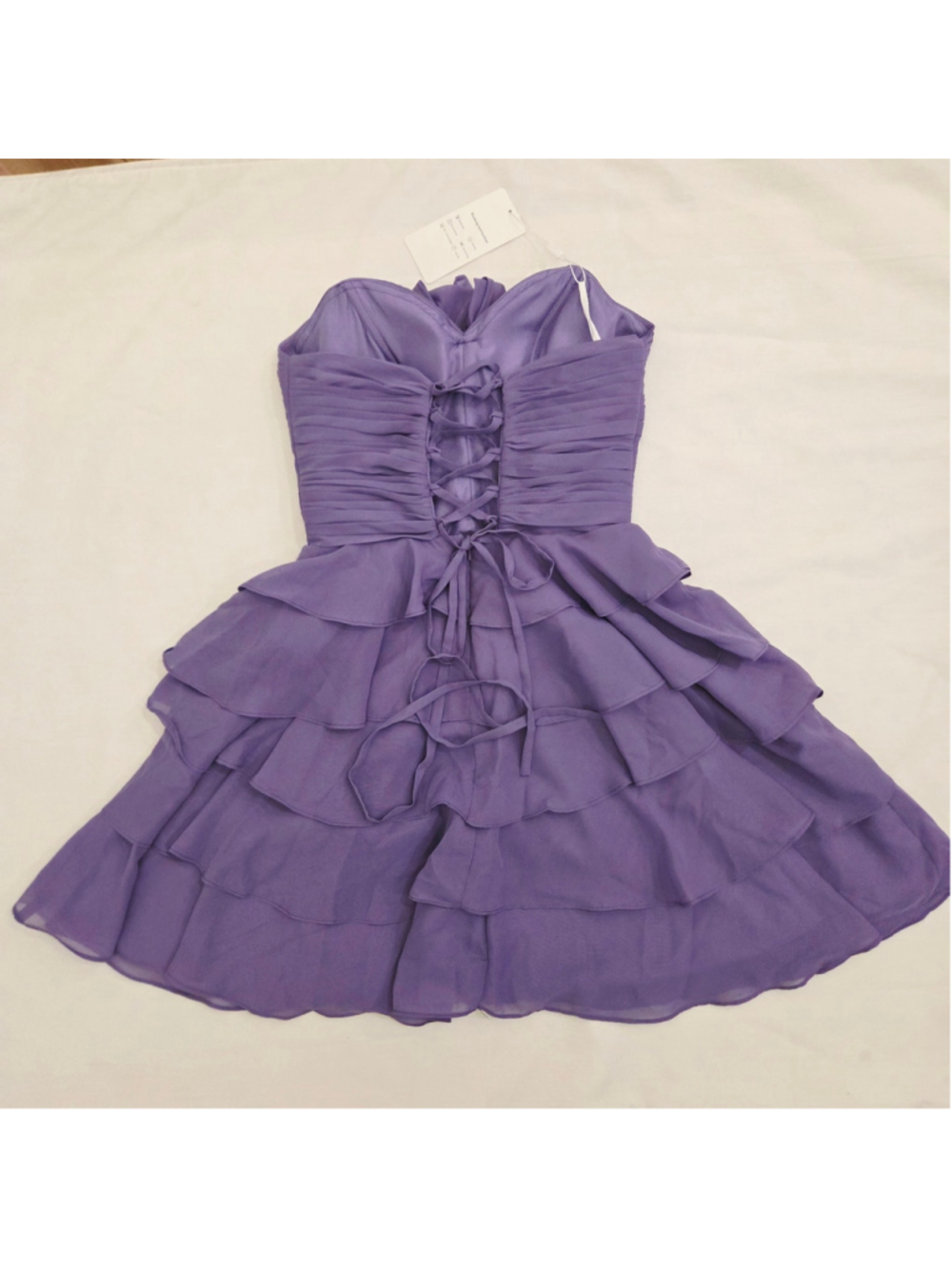 Women's Weinaze Strapless Ruffled Mini Dress in Purple size 2 - Picture 2 of 5